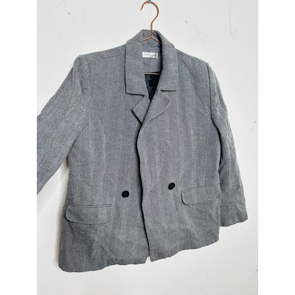 ANNIE BING Grey Wool Blend Boxy Cut Style Oversized Striped Becky Blazer size S - Picture 6 of 14